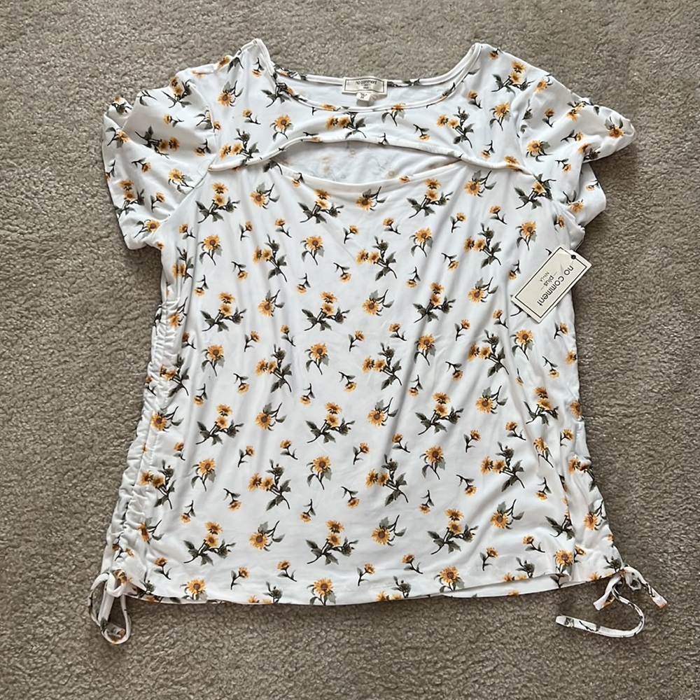 No Comment Ruched Side Ties Floral Top